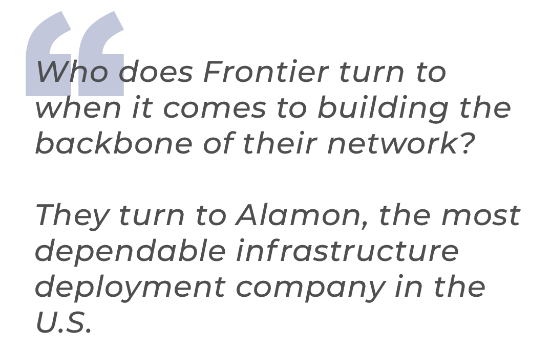 Frontier Turns to Alamon to Build the Backbone of Their Fiber Network